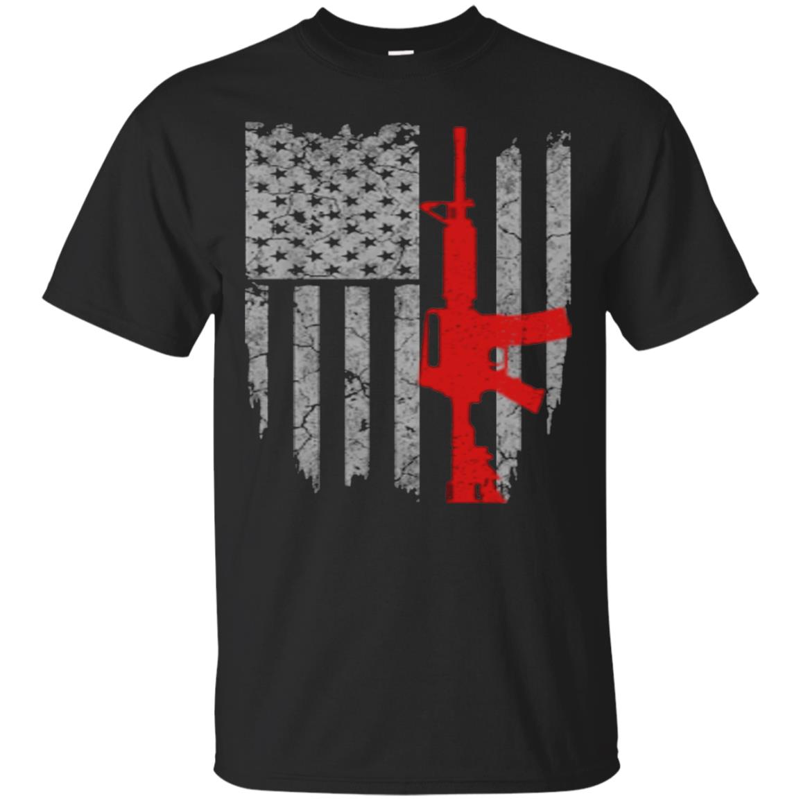 Hunting Lover T-shirt Gun Usa Flag Black