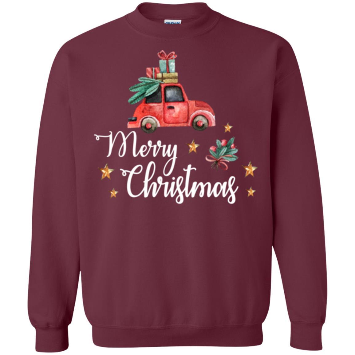 Car Lover T-shirt Merry Christmas T-shirt Maroon