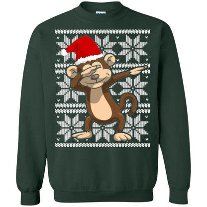 Christmas T-shirt Dabbing Monkey Forest Green