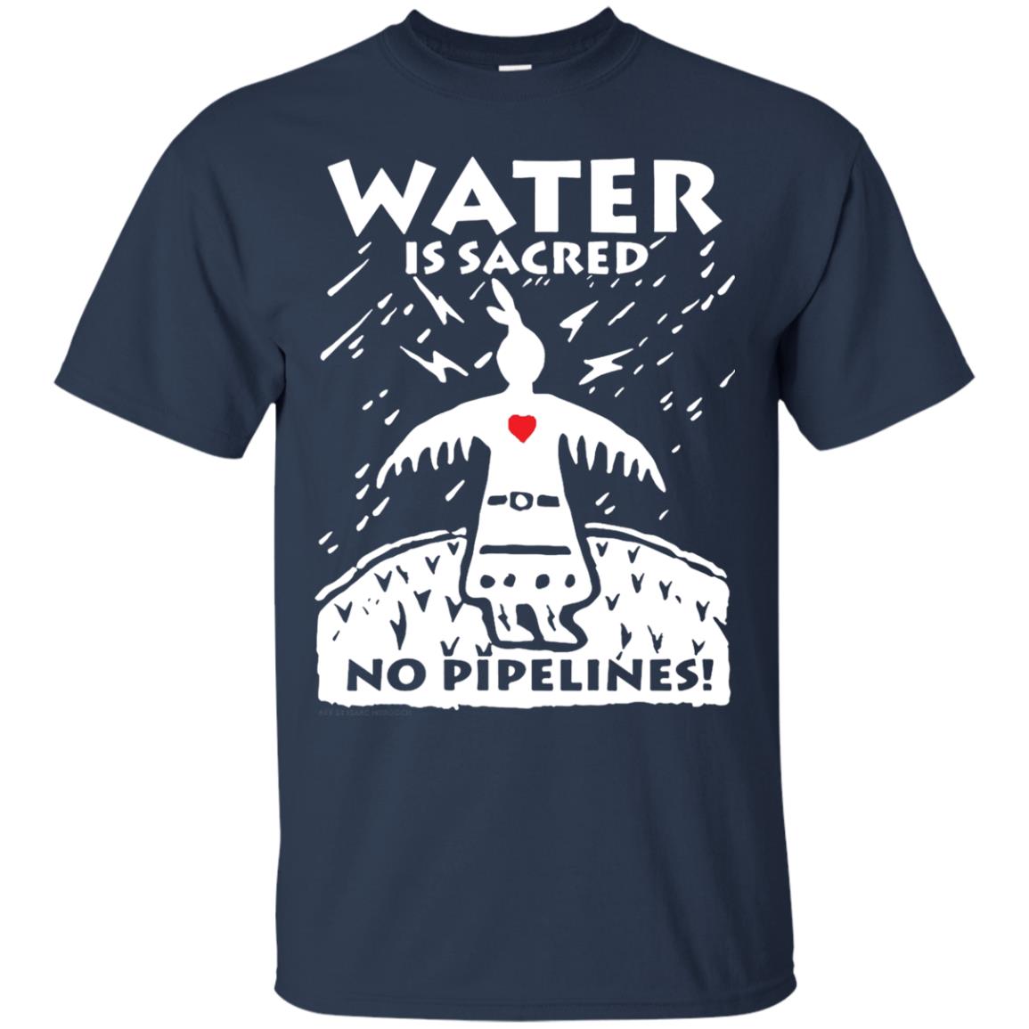 Water Is Sacred No Pipelines T-shirt Navy