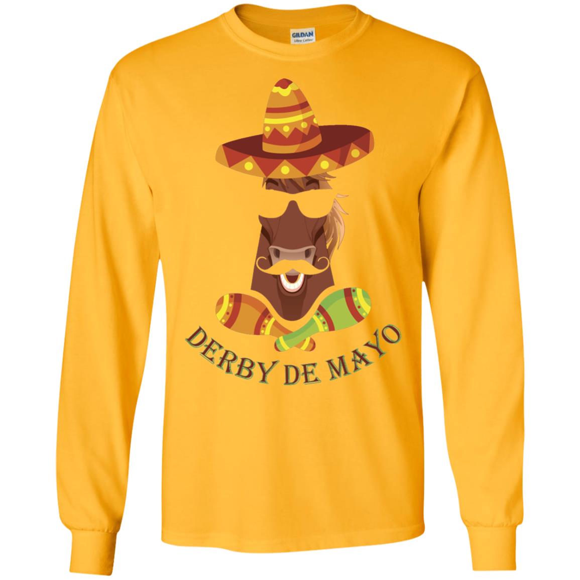 Derby De Mayo Kentucky Horse Race Sombrero Mexican T-shirt Gold