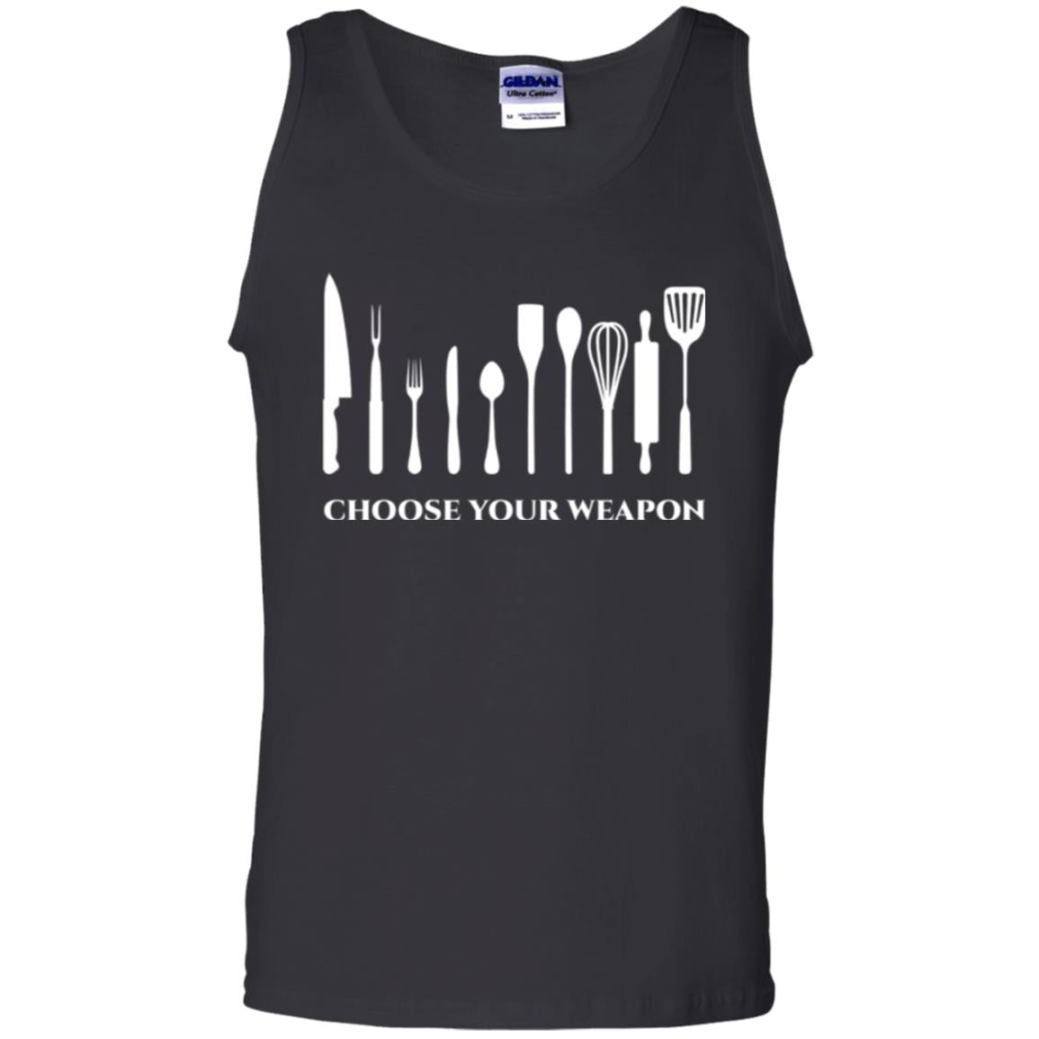 Chef Kitchen Cutlery T-shirt Choose Your Weapon Black