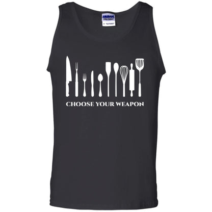 Chef Kitchen Cutlery T-shirt Choose Your Weapon Black
