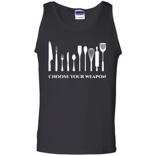 Chef Kitchen Cutlery T-shirt Choose Your Weapon Black