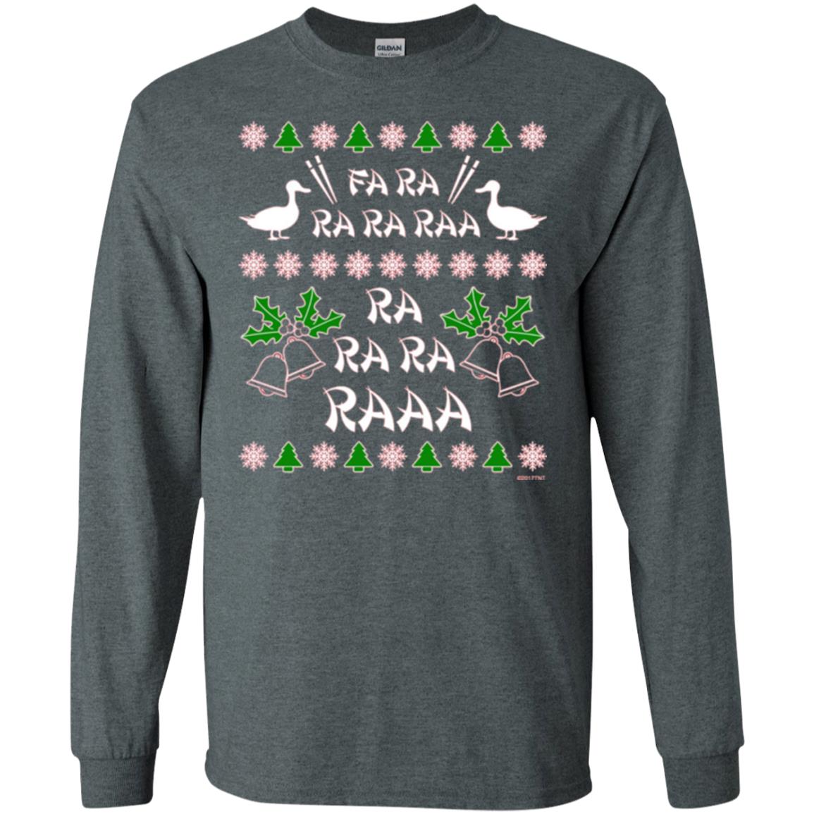 Christmas T-shirt Fa Ra Ra Chinese Duck Dinner Dark Heather