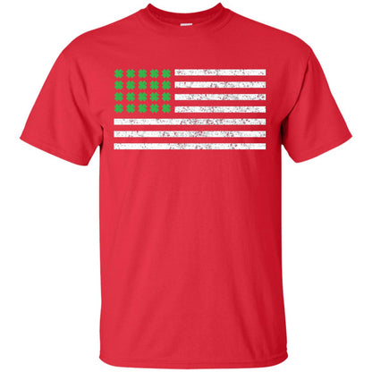 Usa Flag With Irish Shamrock St Patricks Day T-shirt Red