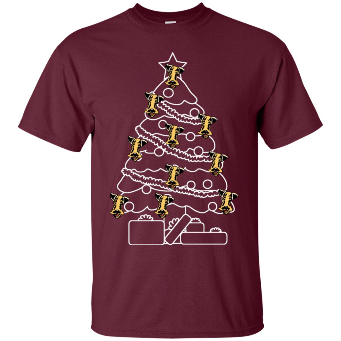 Terrier Dog Face Christmas Tree Gift Shirt Maroon