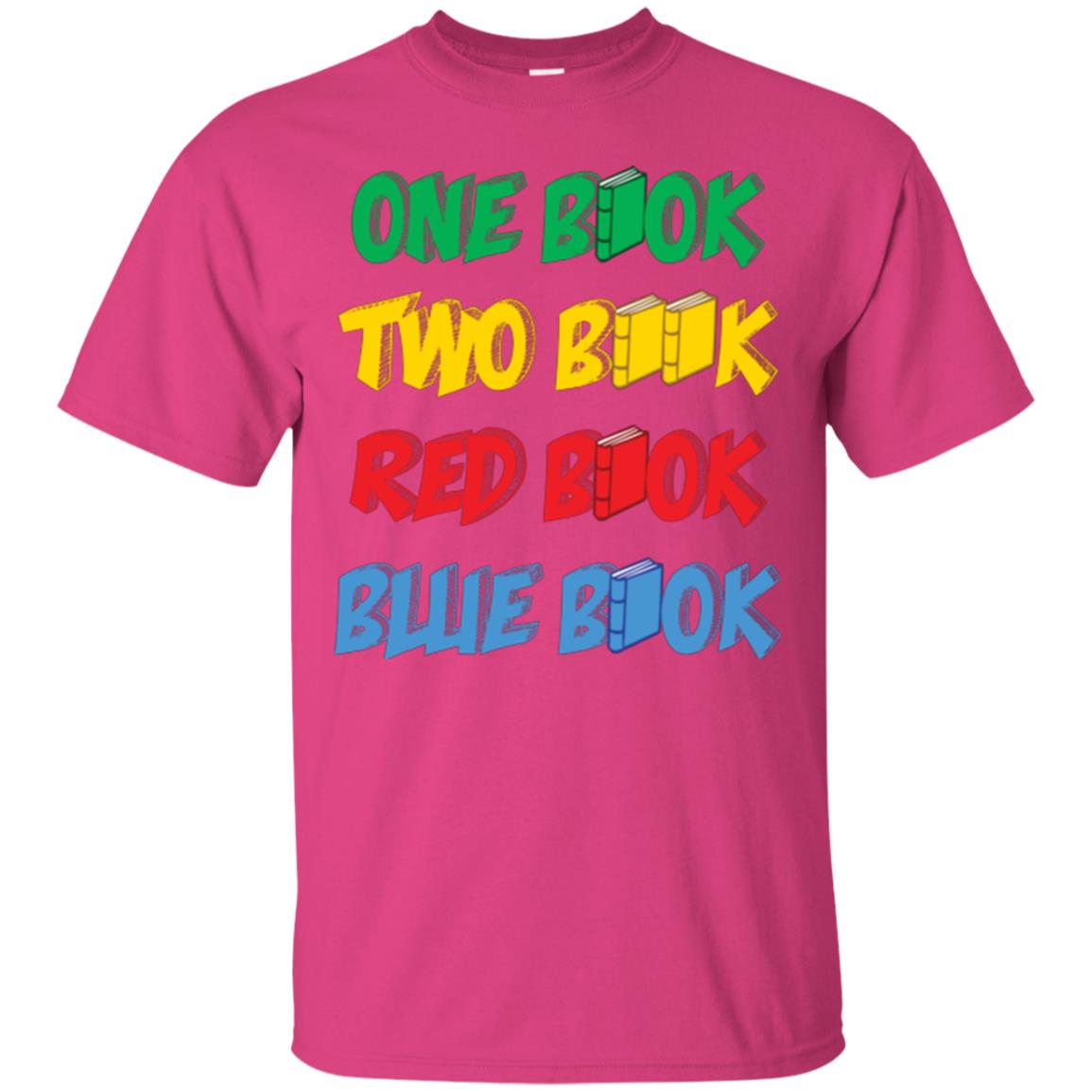 One Book Two Book Red Book Blue Book Bookworm T-shirt Heliconia