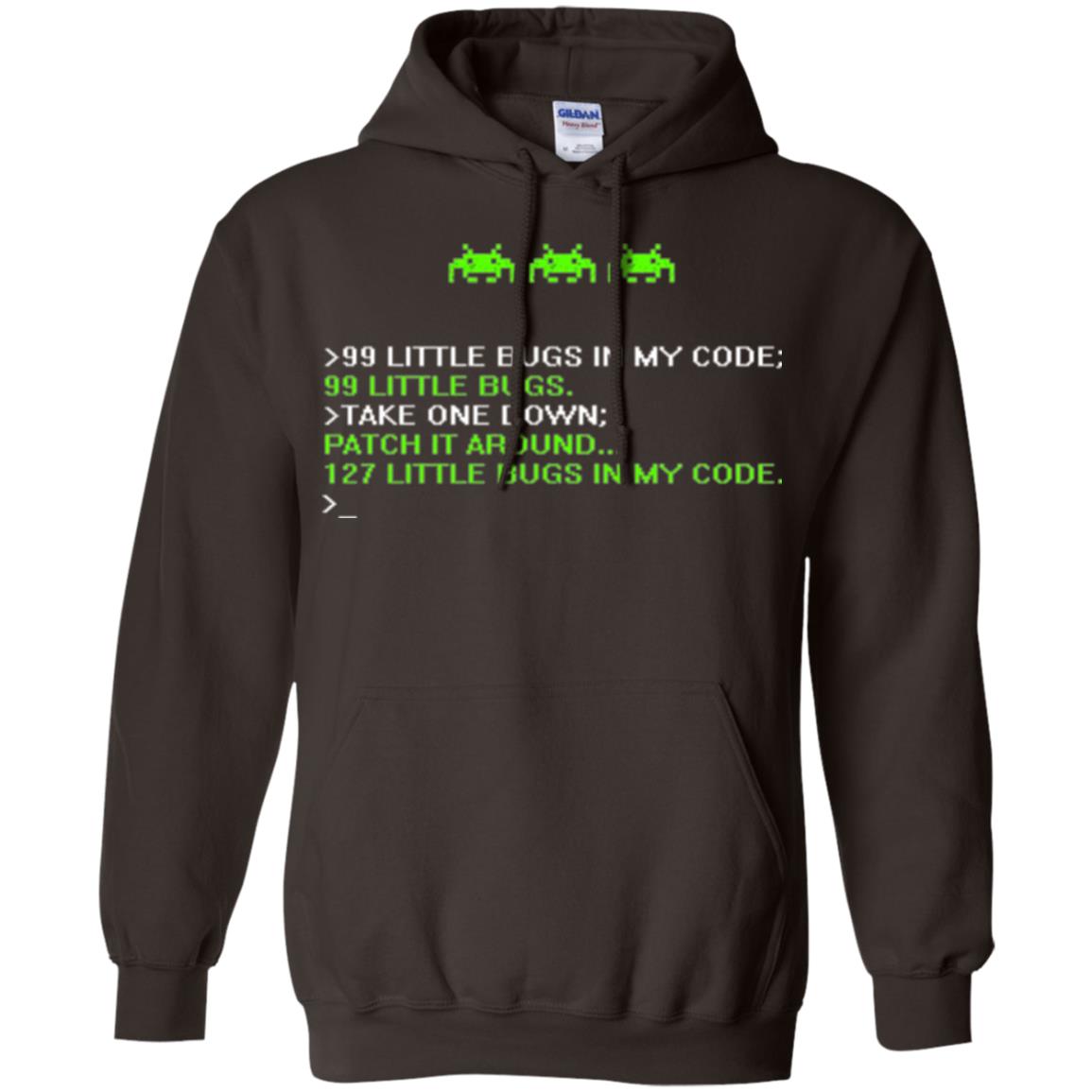 Programmer T-shirt 99 Little Bugs In My Code Dark Chocolate