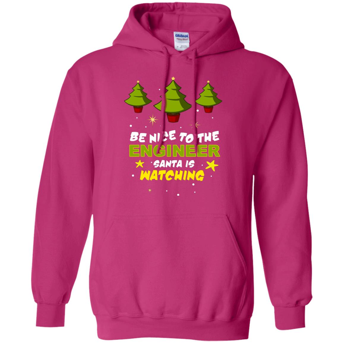 Be Nice To Be Engineer Santa Is Watching X-mas Gift Shirt Heliconia