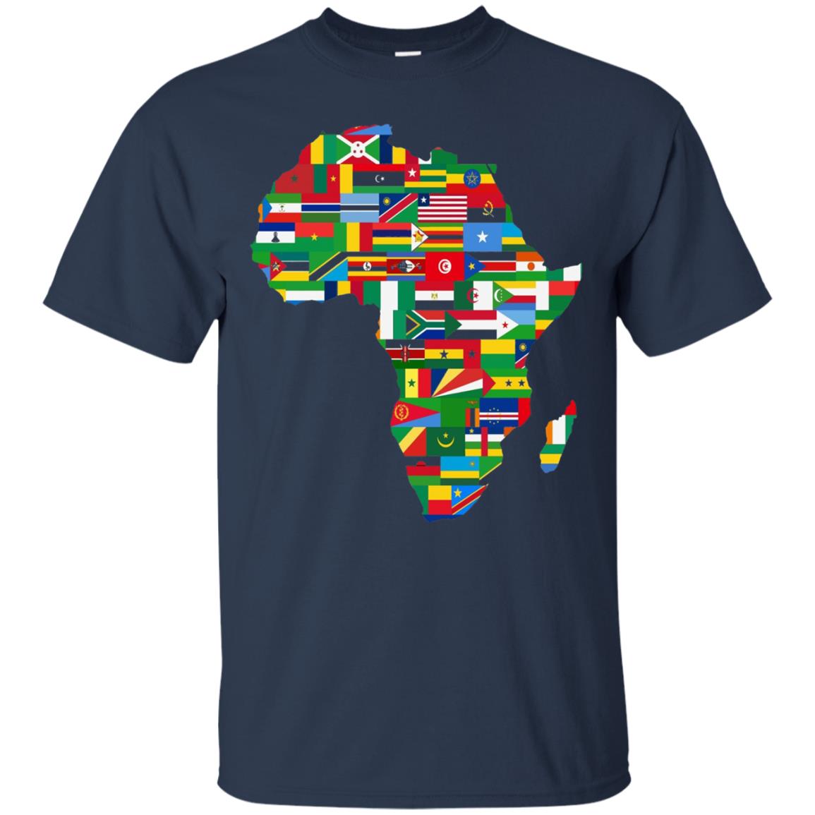 Proud African Country Flags Continent Love Proud African American T-shirt Navy