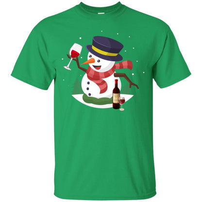 Snowman Cheer Up Wine Drinking Lovers Merry X-mas Gift Shirt Irish Green