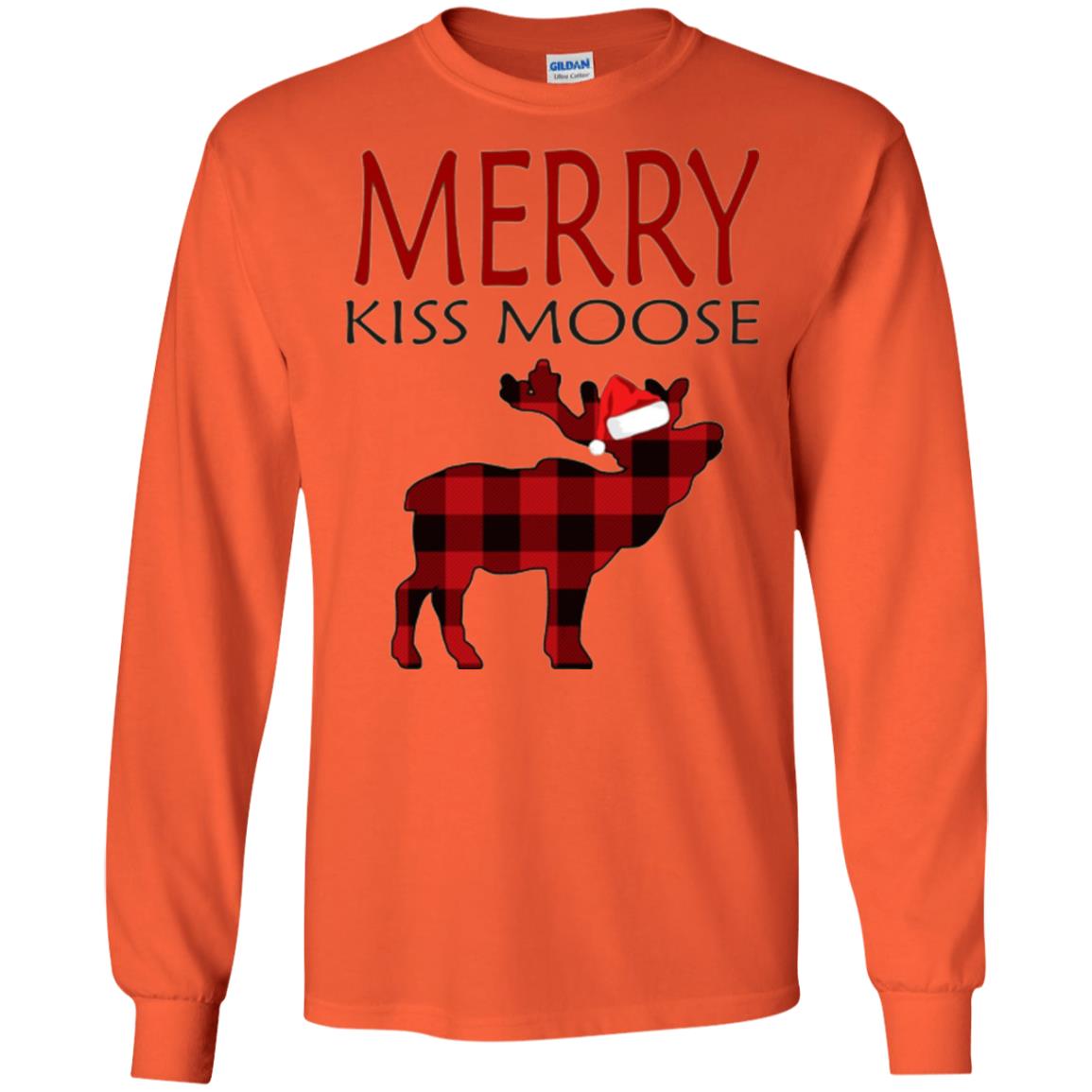 Christmas T-shirt Merry Kiss Moose Orange