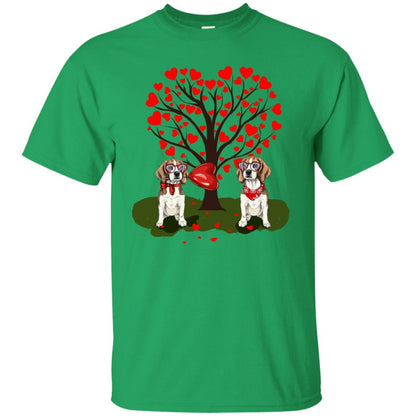 Valentine Beagle Couple Heart Tree Shirt Irish Green