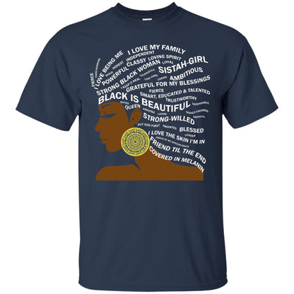 Black Is Beautiful Black History Month Word Art T-shirt Navy