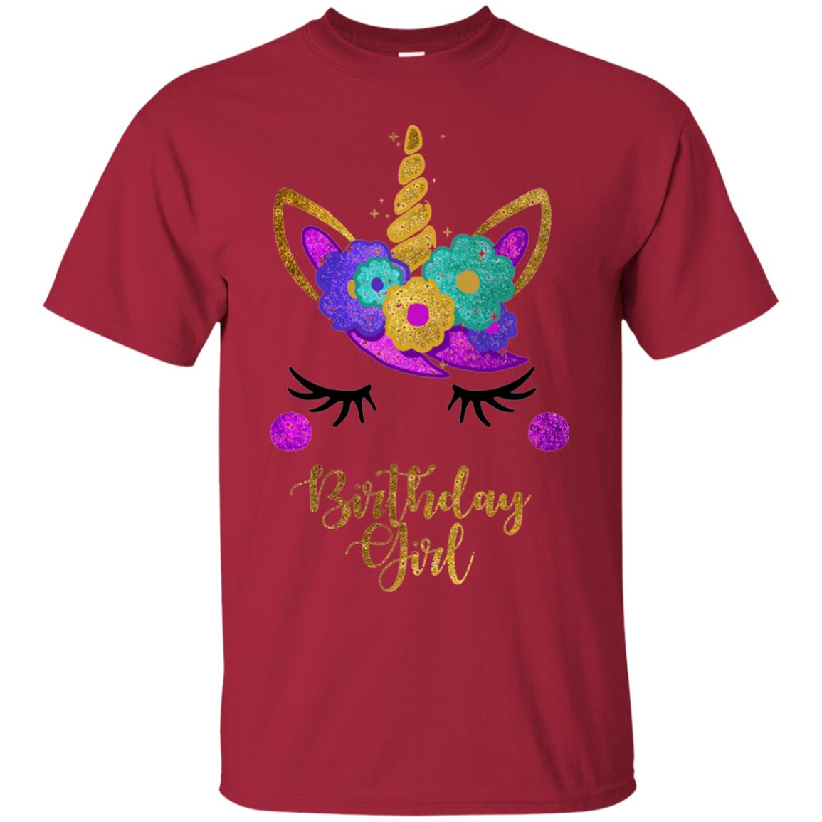 Unicorn Birthday Girl T-shirt Cardinal