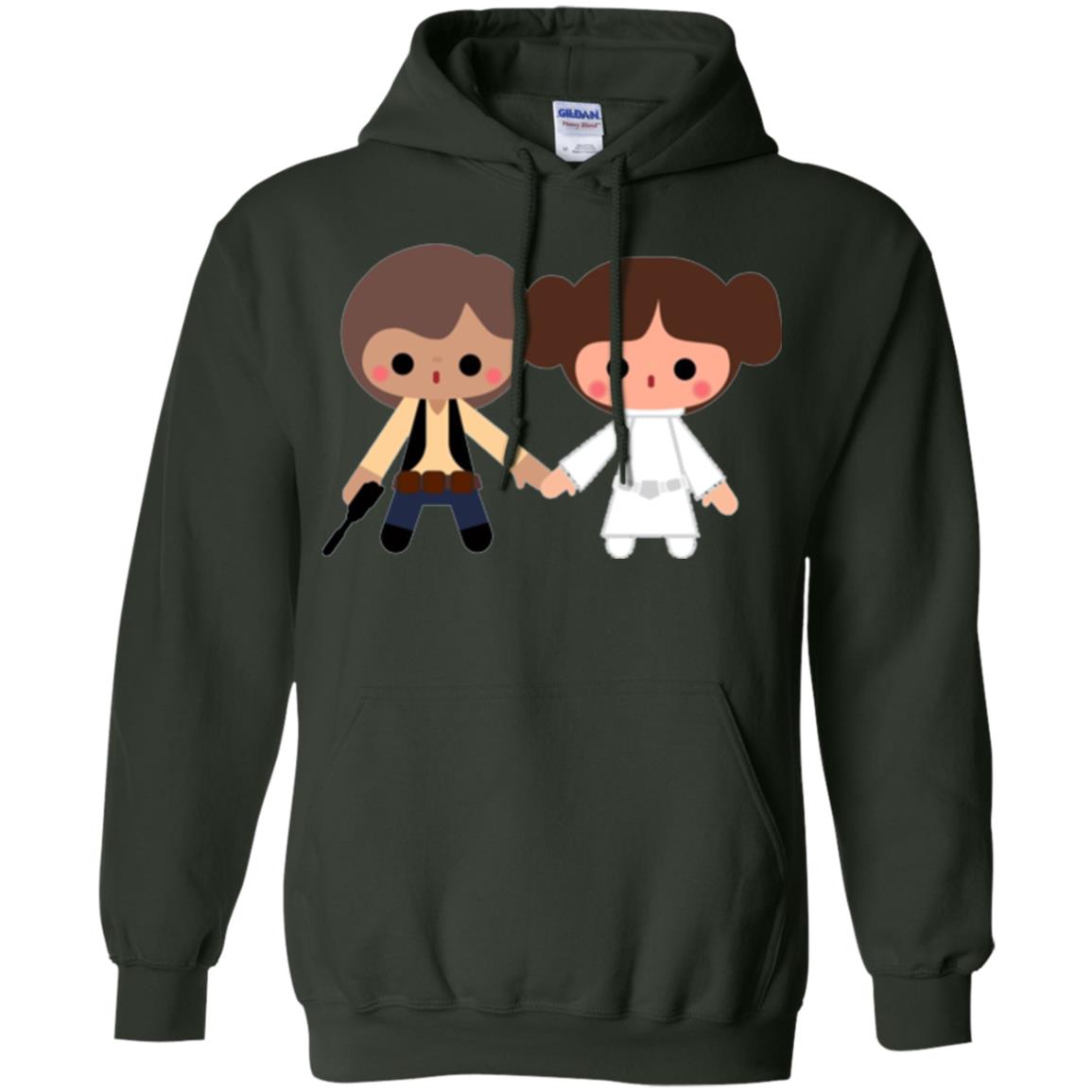 Cartoon T-shirt Han Solo Princess Leia Forest Green