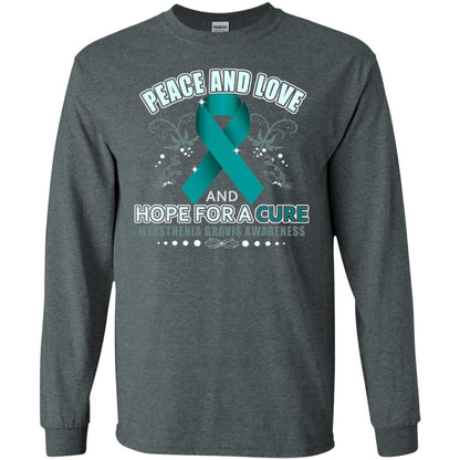 Myasthenia Gravis Awareness T-shirt Peace Love And Hope Dark Heather