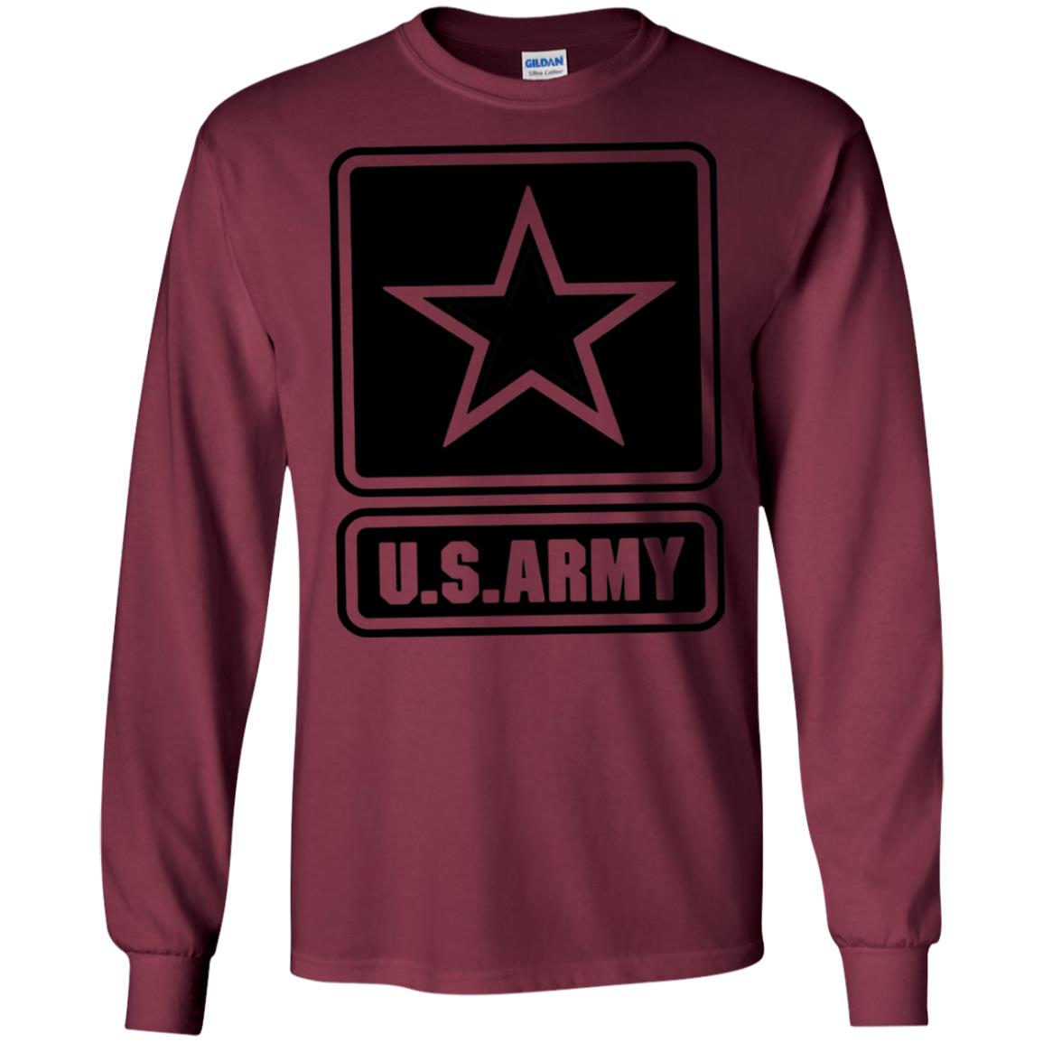 Us Army Black Logo United States Design T-shirt Maroon