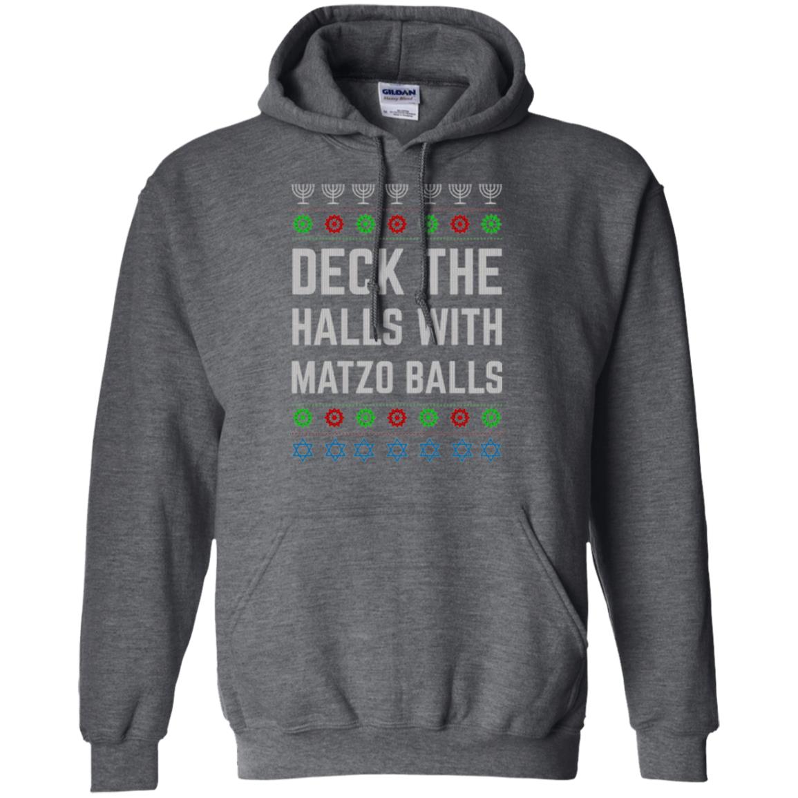 Christmas T-shirt Deck The Halls With Matzo Balls Dark Heather