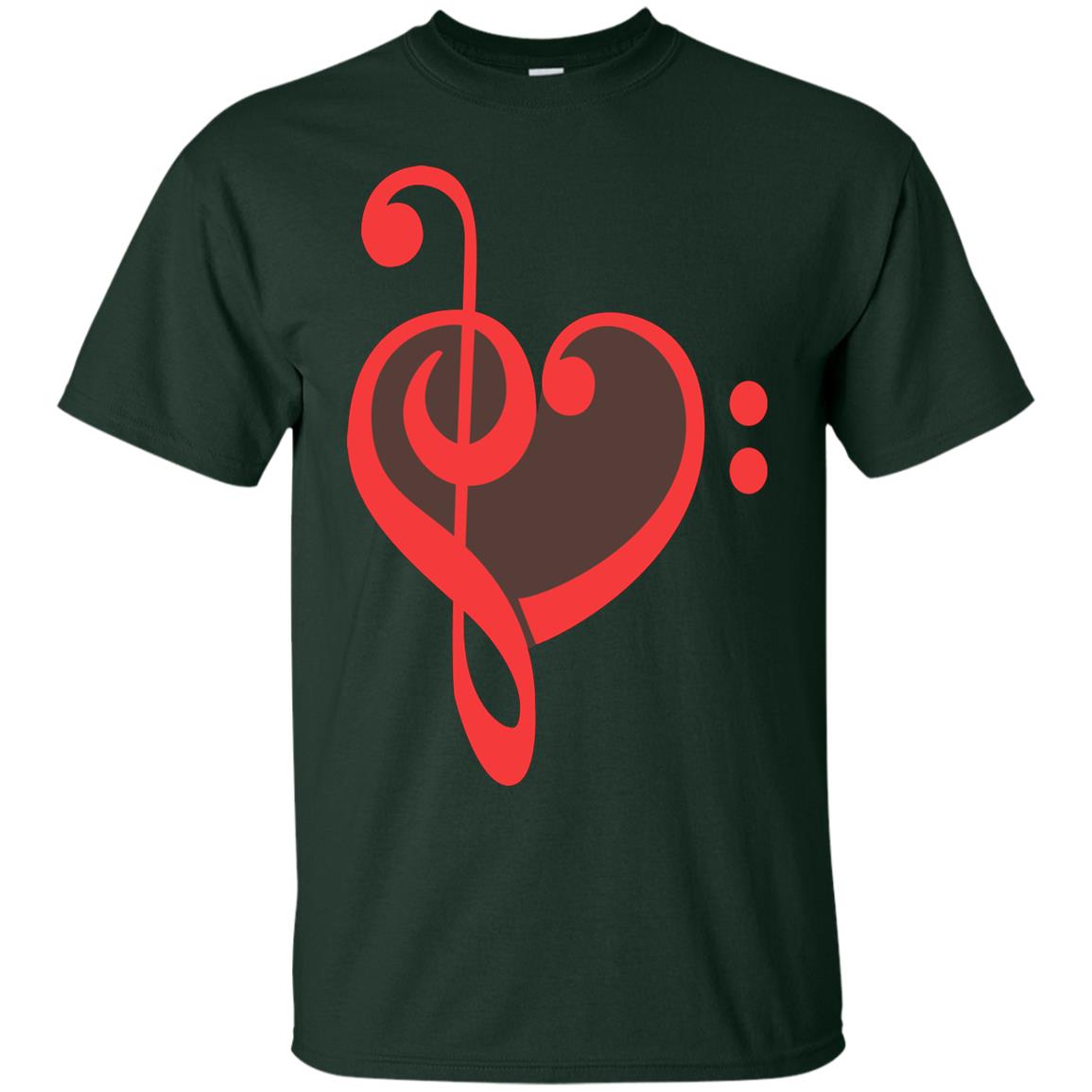 Heart Bass Clef Heart Music Lovers Shirt Forest