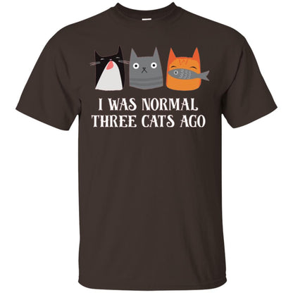 Cat Lovers T-shirt I Was Normal Three Cats Ago Funny Dark Chocolate