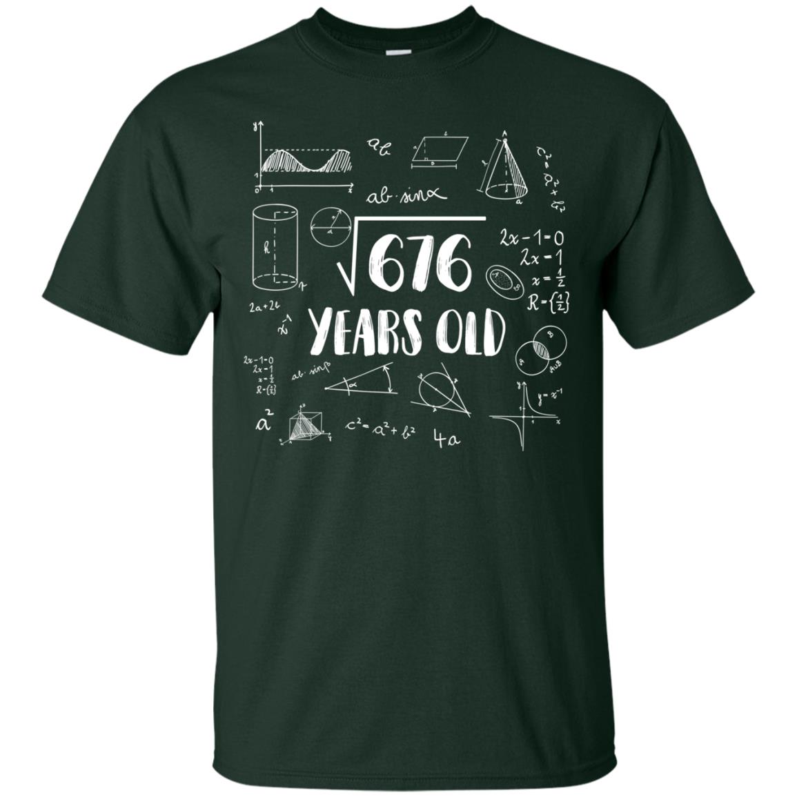 Square Root Of 676 26th Birthday 26 Years Old Math T-shirt Forest