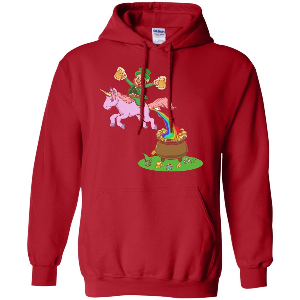 Leprechaun Riding A Unicorn Funny St Patricks Day T-shirt Red