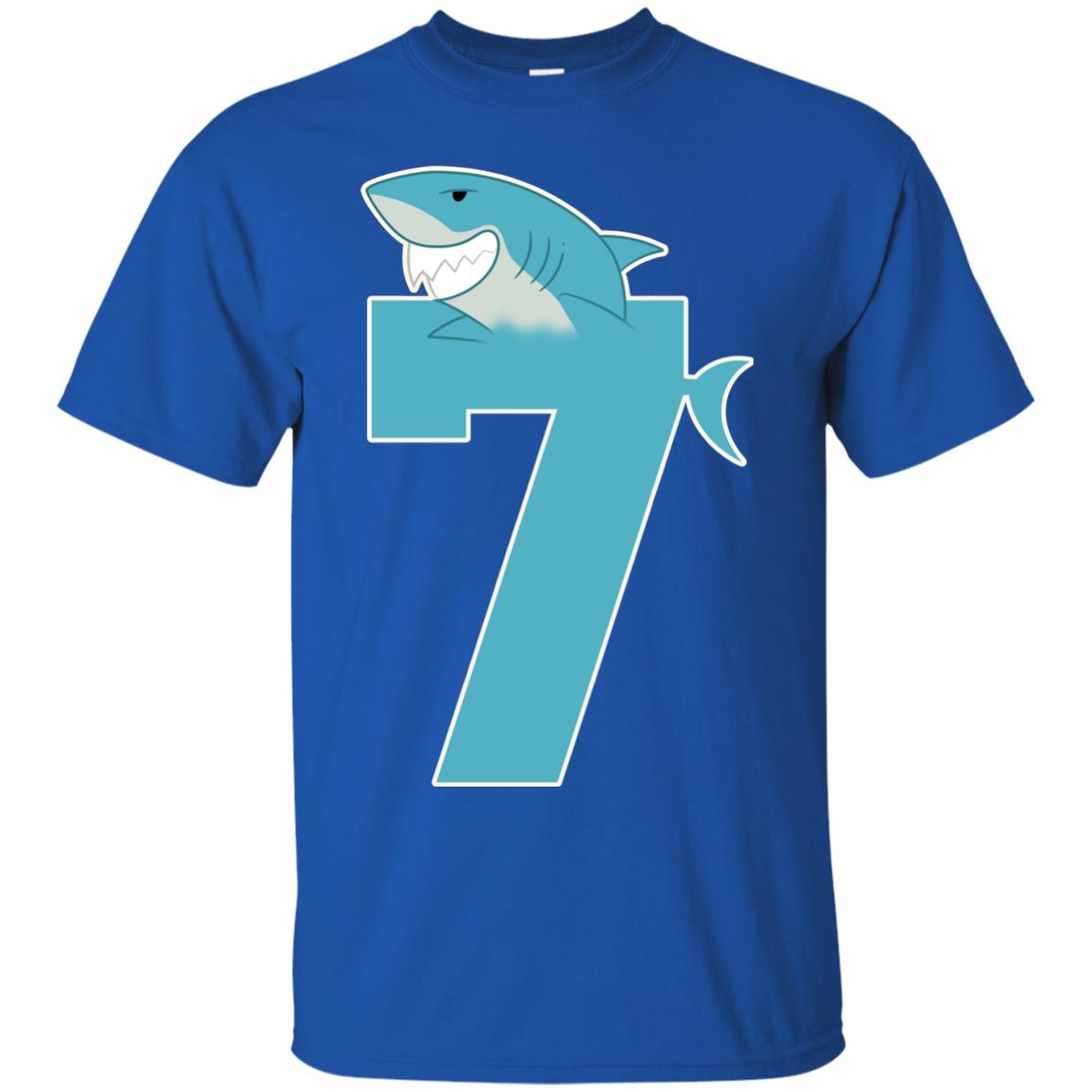 7th Birthday Shark Party Shirt Royal
