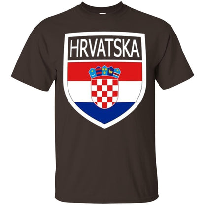 Croatia Shield T-shirt Hrvatska Patch Croatian Flag Badge Dark Chocolate