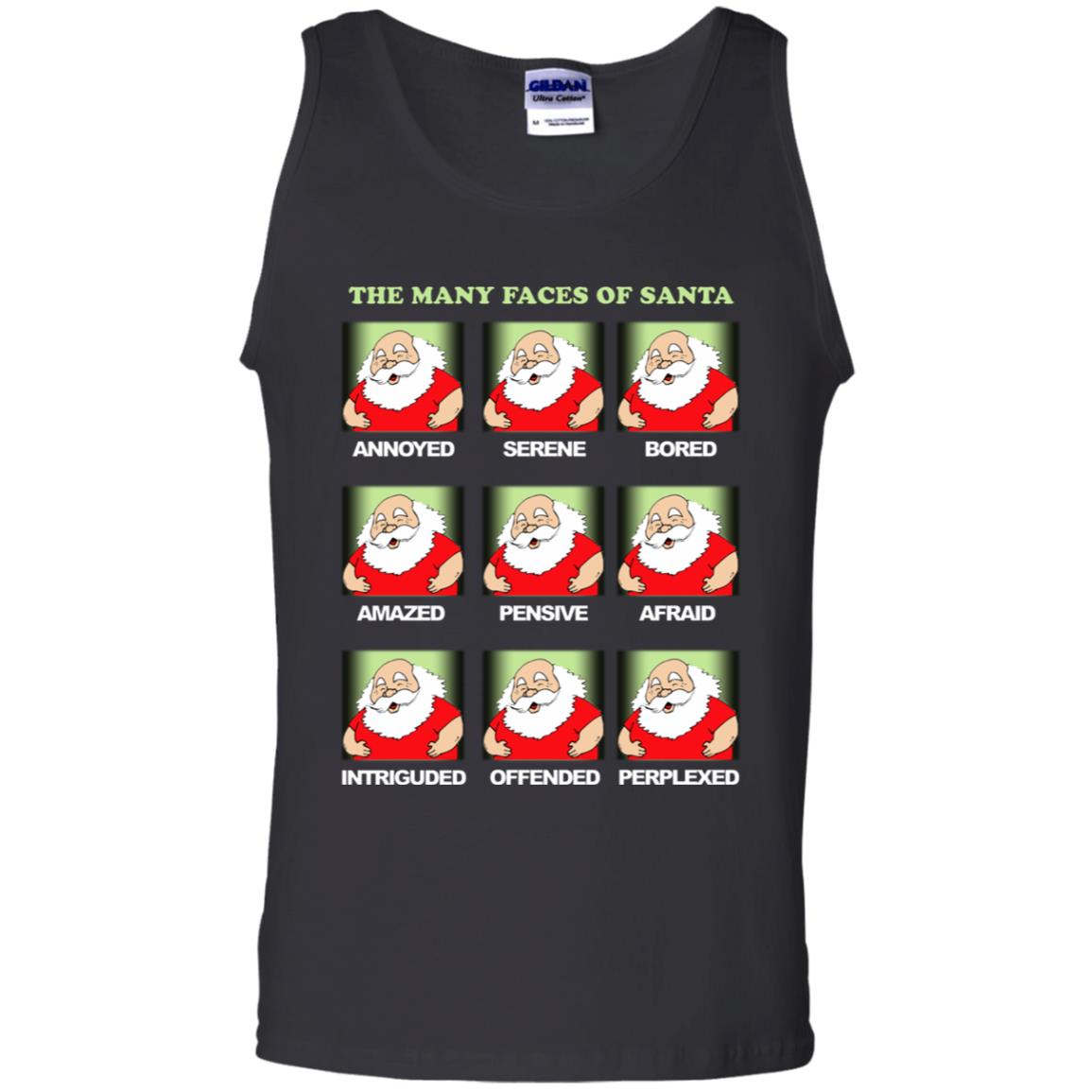 The Many Faces Of Santa Humor X-mas Gift Shirt Black
