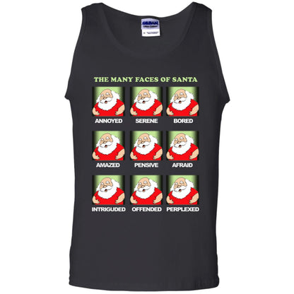 The Many Faces Of Santa Humor X-mas Gift Shirt Black