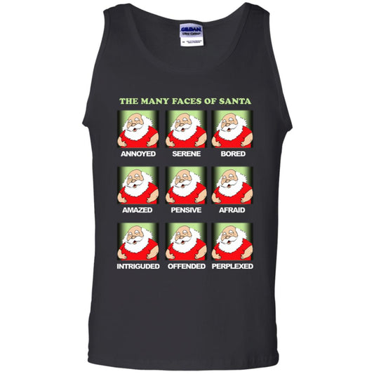 The Many Faces Of Santa Humor X-mas Gift Shirt Black