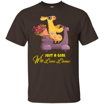 Just A Girl Who Loves Llamas Best Llama Gift Shirt For Girls Dark Chocolate