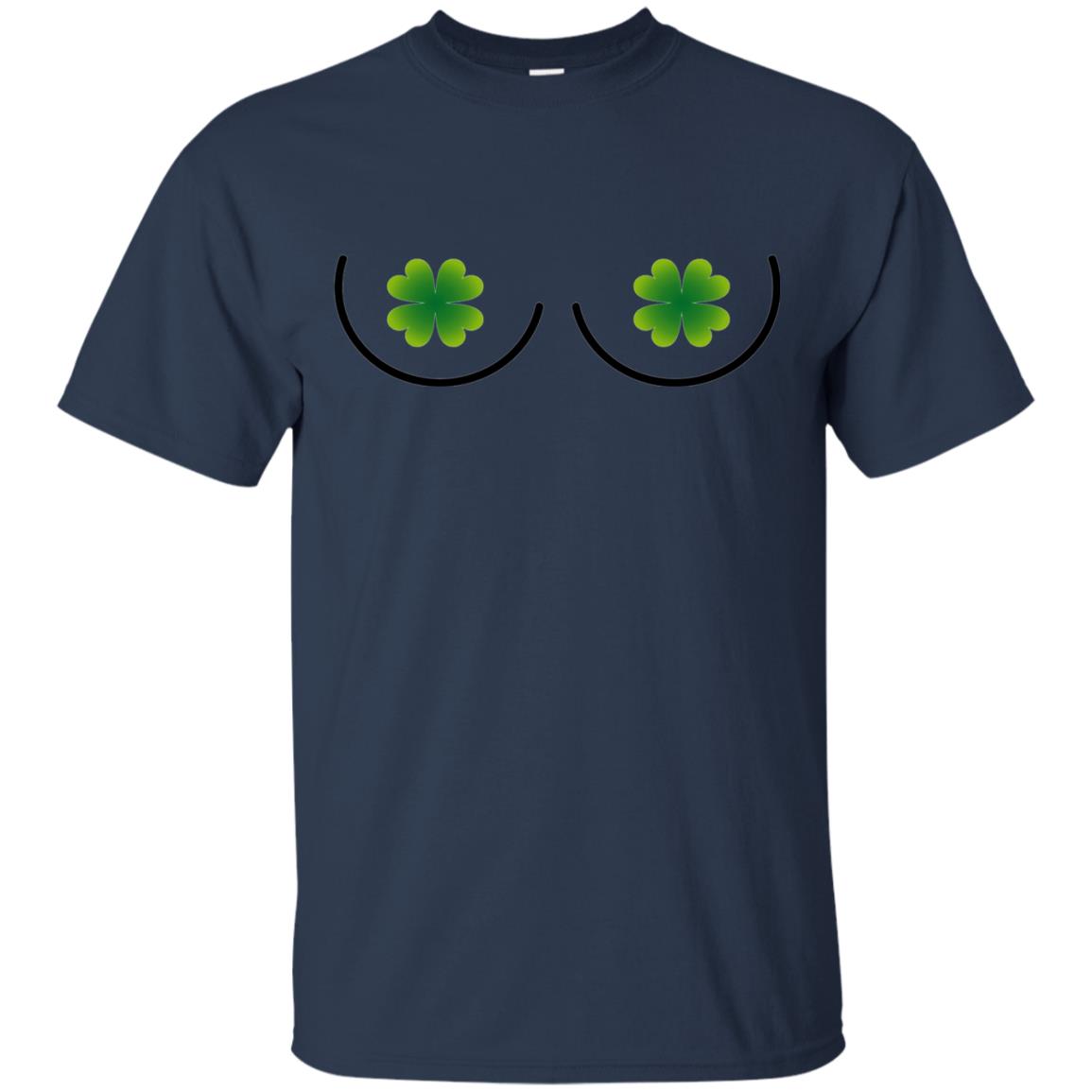 Irish Shamrock Boobs St. Patrick_s Day T-shirt Navy
