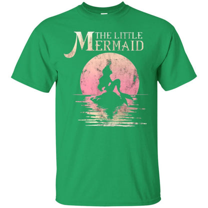 Cartoon T-shirt The Little Mermaid Ariel Rock Moon Silhouette Irish Green