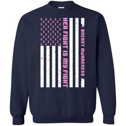 Breast Awareness His Fight Is My Fight Pink Ribbon Stars Flag Of Usa Shirt Navy