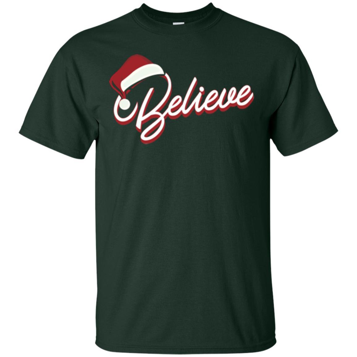 Christmas T-shirt Believe In Santa Claus Forest Green
