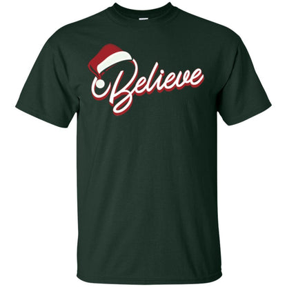 Christmas T-shirt Believe In Santa Claus Forest Green