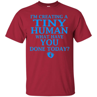 Funny Maternity Shirt Creating Tiny Human Blue Cardinal