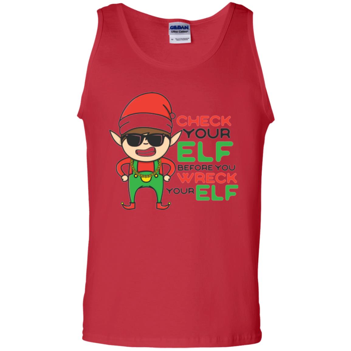 Christmas T-shirt Check Your Elf Before You Wreck Your Elf Red