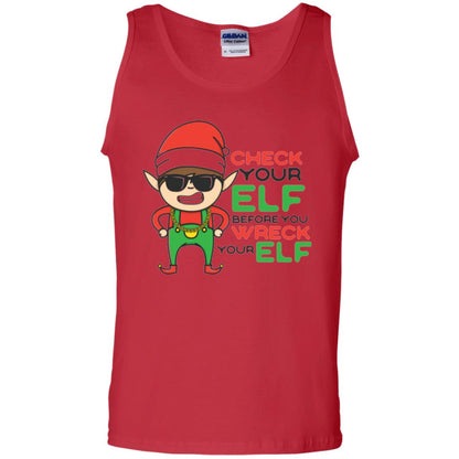 Christmas T-shirt Check Your Elf Before You Wreck Your Elf Red