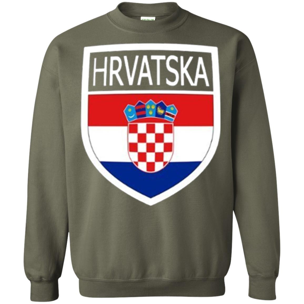 Croatia Shield T-shirt Hrvatska Patch Croatian Flag Badge Military Green