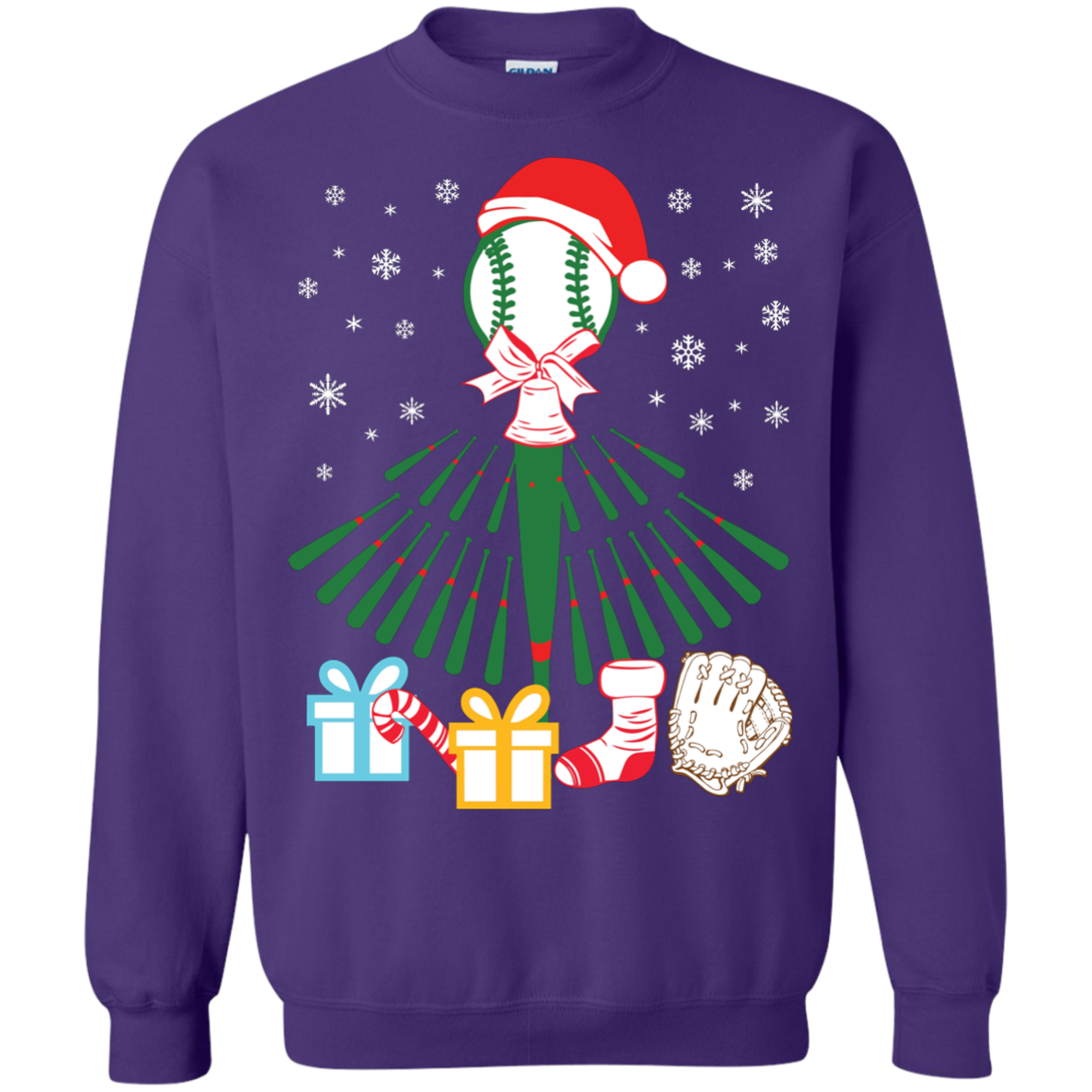 Baseball Christmas T-Shirt Purple