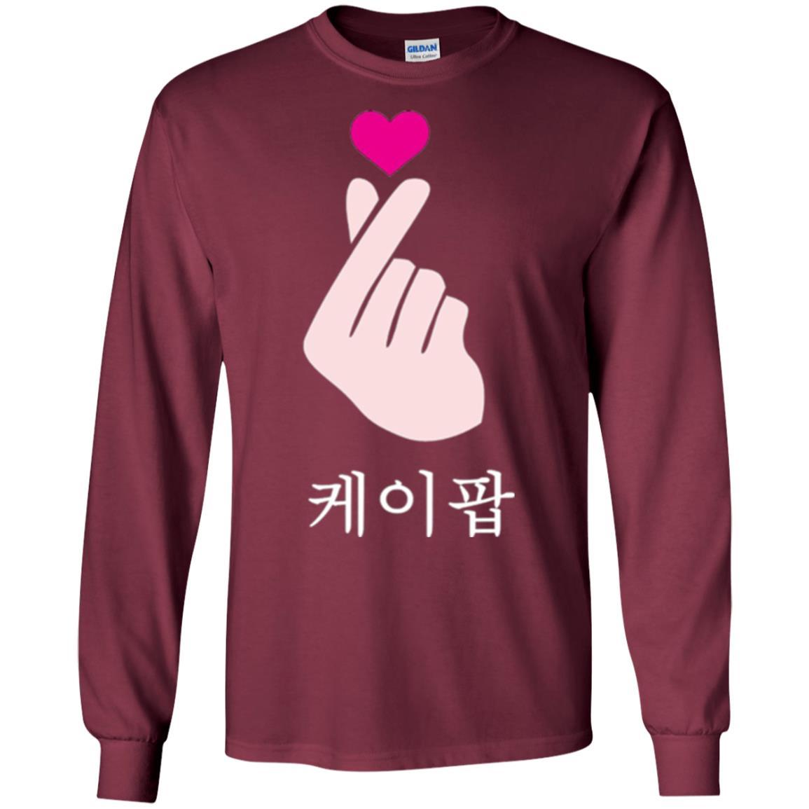 K-pop T-shirt Hand Symbol Cute Korean Music Maroon