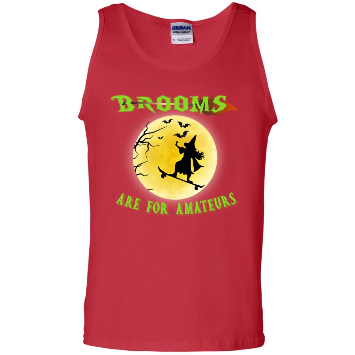 Brooms Are For Amateurs Witches Ride Skateboard Funny Halloween Shirt Red