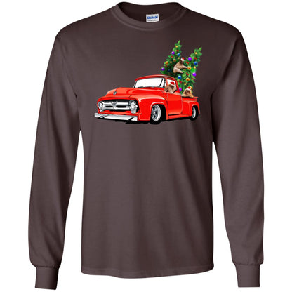 Christmas Tree And Sloths On Car X-mas Gift Shirt Dark Chocolate