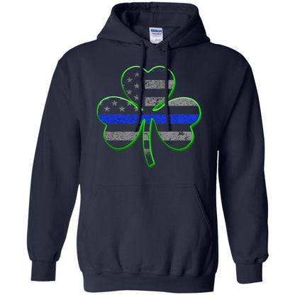 Thin Blue Line St Patrick_s Day Clover T-shirt Navy