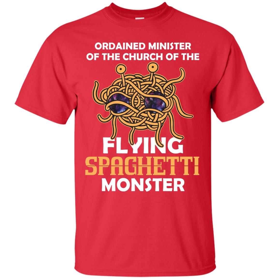 Ordained Minister Of The Church Of The Flying Spaghetti Monster Pastafarian T-shirt Red