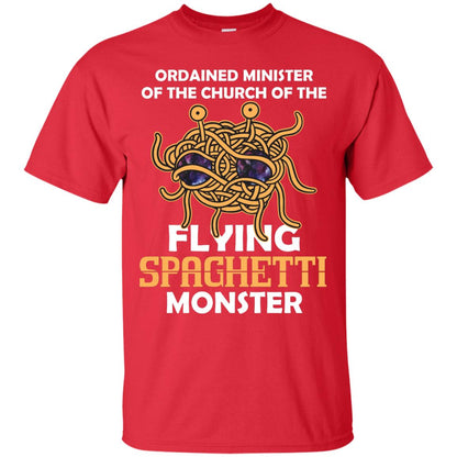 Ordained Minister Of The Church Of The Flying Spaghetti Monster Pastafarian T-shirt Red